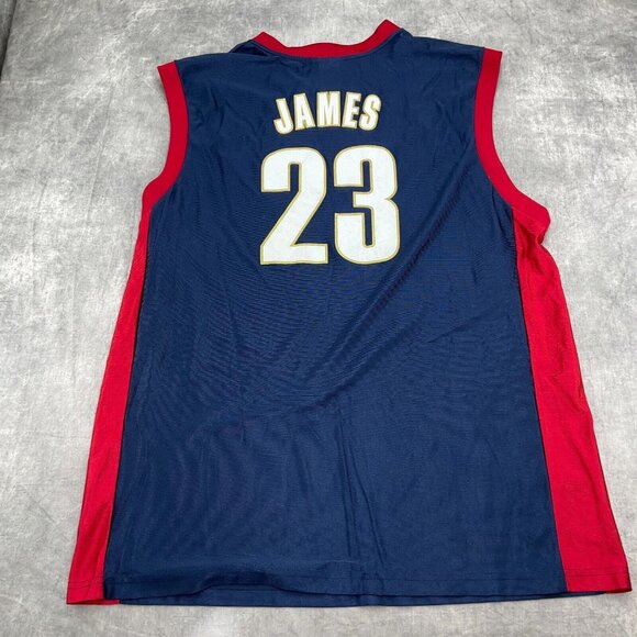 NBA Jersey Adult XLarge Blue Red CLEVELAND 23‎ LeBron JAMES Basketball Tank - Picture 6 of 7